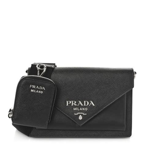 PRADA Saffiano City Calf Mini Envelope Bag Black